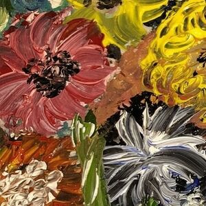 Abstract Floral Canvas Art - Multicolor 16x24  Rolled Art Print . Unframed